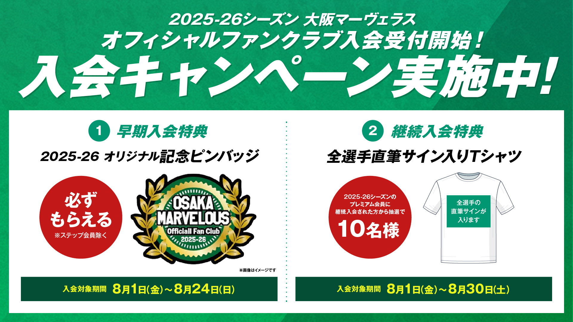 大阪マーヴェラス ファンクラブ入会開始